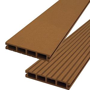 DuoWood Vlonderplank (clip) STD Houtcomposiet FSC – 2,5 × 14,6 × 500 cm – Kleur Havana – Groevenprof