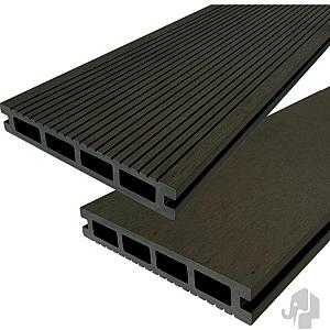 DuoWood vlonderplank Bfl houtcomposiet FSC 2,5x16x500 cm – Antraciet ribbel/vlak profi