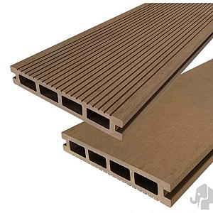 DuoWood vlonderplank Bfl houtcomposiet FSC  25x160x5000mm kleur Teak ribbel profiel /vlak