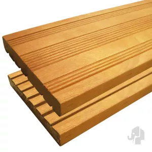 Elephant vlonderplank Almendrillo FSC hardhout 2,1x14,5x395 cm – groeven profiel / semi-ribbel – geo