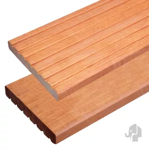 Elephant vlonderplank Mukulungu hardhout 2,1 x 14,5 x 245 cm – groeven profiel / vlak geschaafd