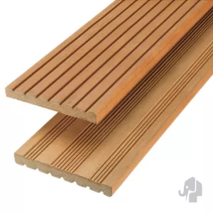 Elephant vlonderplank Almendrillo FSC hardhout 1,8x14,5x245 cm – groeven profiel / semi-ribbel – geo