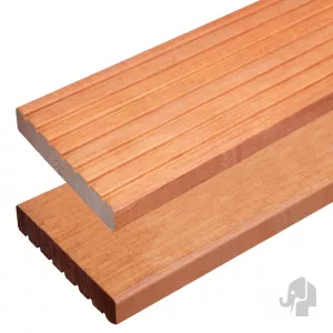 Elephant vlonderplank Mukulungu hardhout 2,5 x 14,5 x 395 cm – groeven profiel / vlak geschaafd