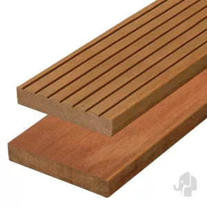 Elephant vlonderplank Kapur hardhout 2,5 x 14,5 x 460 cm – groeven profiel / vlak geschaafd