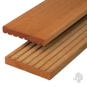 Elephant Vlonderplank Duurzaam Hardhout FSC 2,5x14,5x305 cm – Groeven Profiel / Semi-Ribbel
