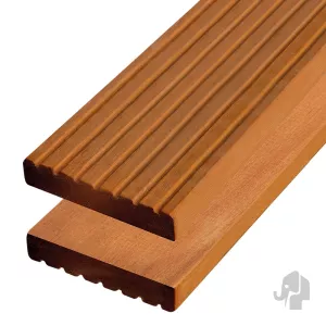 Elephant vlonderplank Kapur hardhout 2,8 x 14,5 x 490 cm – groeven profiel / vlak geschaafd