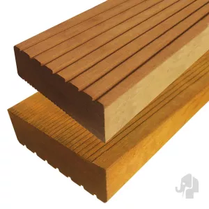 Elephant vlonderplank / traptrede Bangkirai hardhout 4,5 × 14,5 × 395 cm – groevenprofiel fijne ribb