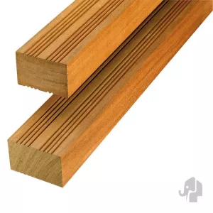 Elephant geschaafde balk duurzaam Hardhout FSC 4,5x6,8x400 cm gevingerlast (extra recht) – Semi ribb