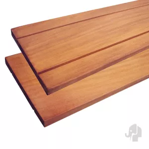 Elephant schuttingplank Keruing hardhout 1,6 x 14,5 x 460 cm – 2 V-groeven, vlak geschaafd