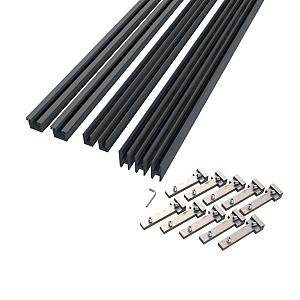 Boston alu profielset voor hpl/glas 5x horizontaal 1,2x3x175 cm + 10 connecters RAL7016