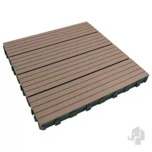 Elephant Click Terrastegel Houtcomposiet FSC/GRS 24x300x300 mm – 4 stuks bruin met Groeven en RVS Kl