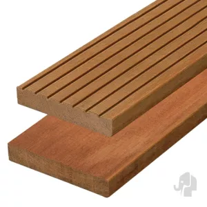 Elephant vlonderplank Kapur hardhout 2,1 x 14,5 x 430 cm – groeven profiel / vlak geschaafd