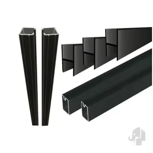 Aluminium set t.b.v. aluminium composiet zelfbouw  scherm compleet incl. paaladapters [antraciet] >