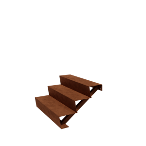 Cortenstaal tuintrap - 3-trede - 72 x 100 x 51 cm