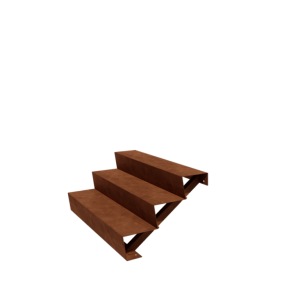 Cortenstaal tuintrap - 3-trede - 72 x 120 x 51 cm