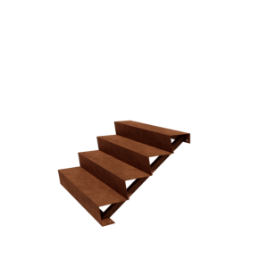 Cortenstaal tuintrap - 4-trede - 96 x 120 x 68 cm