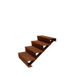 Cortenstaal tuintrap - 4-trede - 96 x 80 x 68 cm