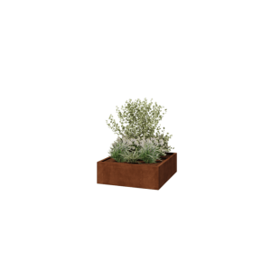 Cortenstaal plantenbak - Vierkant - 120 x 120 x 40 cm - Gelast - Met bodemplaat