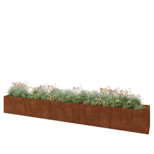 Cortenstaal plantenbak XXL - Rechthoek - 500 x 60 x 60 cm - Met bodemplaat
