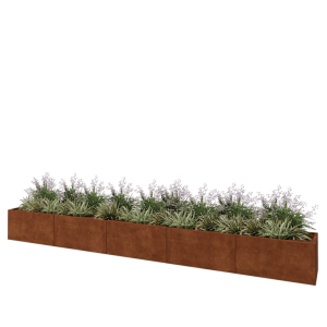 Cortenstaal plantenbak XXL - Rechthoek - 500 x 50 x 50 cm - Met bodemplaat