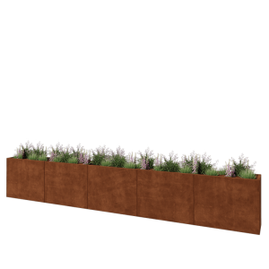 Cortenstaal plantenbak XXL - Rechthoek - 500 x 40 x 80 cm - Met bodemplaat