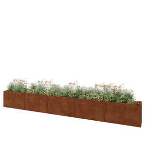 Cortenstaal plantenbak XXL - Rechthoek - 500 x 40 x 60 cm - Met bodemplaat
