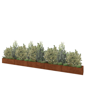 Cortenstaal plantenbak XXL - Rechthoek - 500 x 40 x 30 cm - Met bodemplaat