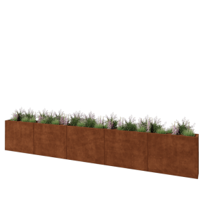 Cortenstaal plantenbak XXL - Rechthoek - 500 x 30 x 80 cm - Met bodemplaat