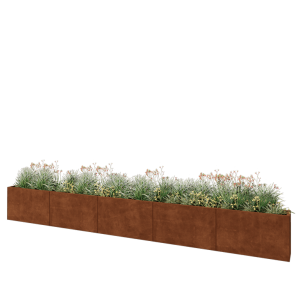 Cortenstaal plantenbak XXL - Rechthoek - 500 x 30 x 60 cm - Met bodemplaat