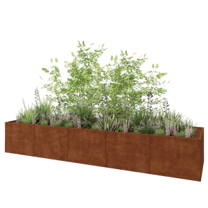 Cortenstaal plantenbak XXL - Rechthoek - 500 x 120 x 80 cm - Met bodemplaat