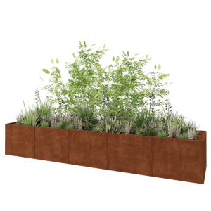 Cortenstaal plantenbak XXL - Rechthoek - 500 x 100 x 80 cm - Met bodemplaat