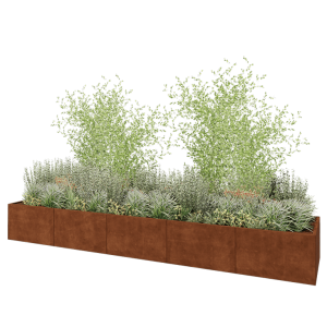 Cortenstaal plantenbak XXL - Rechthoek - 500 x 100 x 60 cm - Met bodemplaat
