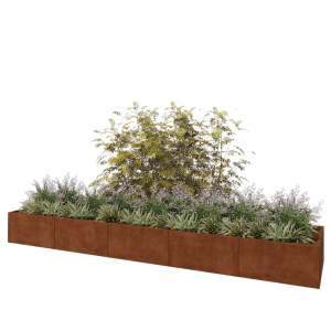 Cortenstaal plantenbak XXL - Rechthoek - 500 x 100 x 50 cm - Met bodemplaat