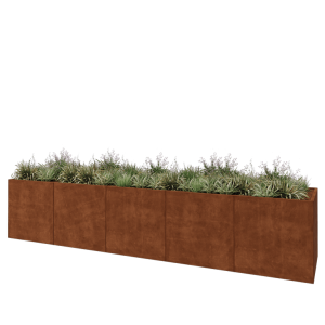 Cortenstaal plantenbak XXL - Rechthoek - 500 x 100 x 100 cm - Met bodemplaat