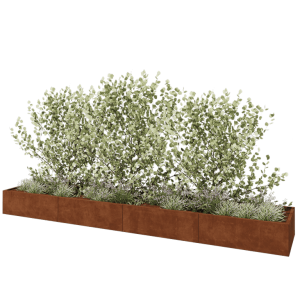 Cortenstaal plantenbak XXL - Rechthoek - 480 x 80 x 40 cm - Met bodemplaat