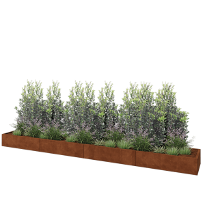 Cortenstaal plantenbak XXL - Rechthoek - 480 x 60 x 30 cm - Met bodemplaat