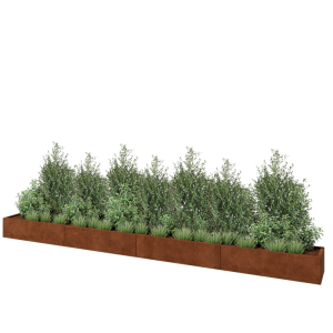 Cortenstaal plantenbak XXL - Rechthoek - 480 x 40 x 30 cm - Met bodemplaat