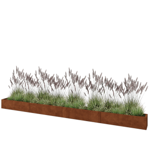 Cortenstaal plantenbak XXL - Rechthoek - 480 x 30 x 30 cm - Met bodemplaat