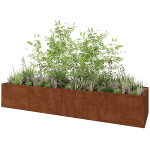Cortenstaal plantenbak XXL - Rechthoek - 480 x 120 x 80 cm - Zonder bodemplaat