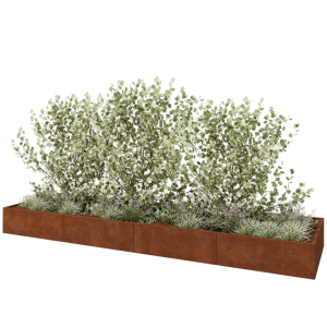 Cortenstaal plantenbak XXL - Rechthoek - 480 x 120 x 40 cm - Met bodemplaat