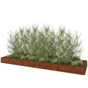 Cortenstaal plantenbak XXL - Rechthoek - 480 x 120 x 30 cm - Met bodemplaat