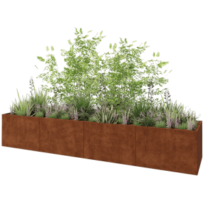 Cortenstaal plantenbak XXL - Rechthoek - 480 x 100 x 80 cm - Zonder bodemplaat