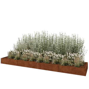 Cortenstaal plantenbak XXL - Rechthoek - 480 x 100 x 30 cm - Met bodemplaat
