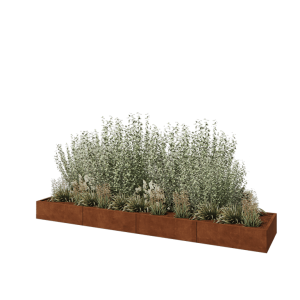 Cortenstaal plantenbak XXL - Rechthoek - 400 x 80 x 30 cm - Met bodemplaat