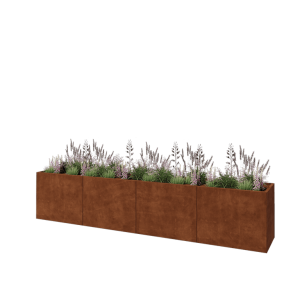 Cortenstaal plantenbak XXL - Rechthoek - 400 x 60 x 80 cm - Met bodemplaat