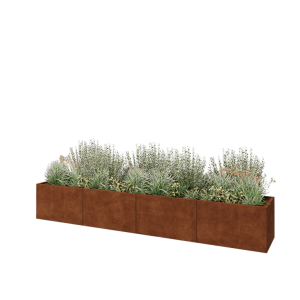 Cortenstaal plantenbak XXL - Rechthoek - 400 x 60 x 60 cm - Met bodemplaat