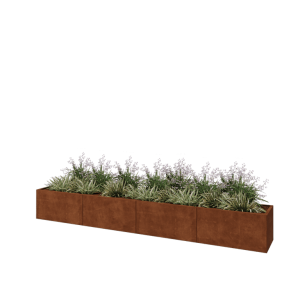 Cortenstaal plantenbak XXL - Rechthoek - 400 x 50 x 50 cm - Met bodemplaat