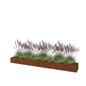 Cortenstaal plantenbak XXL - Rechthoek - 400 x 50 x 30 cm - Met bodemplaat