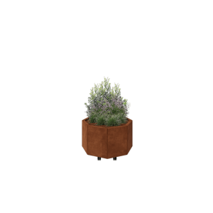 Cortenstaal plantenbak - Achthoek - 72,4 x 72,4 x 40 cm - Met bodemplaat - Met wielen