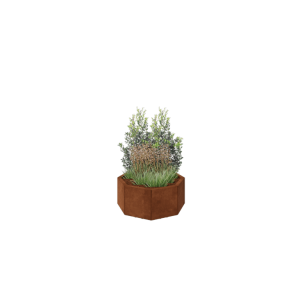 Cortenstaal plantenbak - Achthoek - 72,4 x 72,4 x 30 cm - Met bodemplaat - Met poten